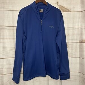 Callaway‎ Men's 1/4 Zip Pullover Golf Blue XL Polyester Long Sleeve
